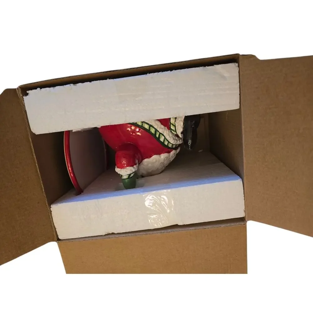 Fitz and Floyd Stocking Stuffers Christmas Santa Cheese Dome With Spreader
